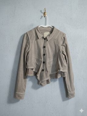 Hei Hei By Anthropologie Women's Cropped Taupe Button-Front Utility Jacket